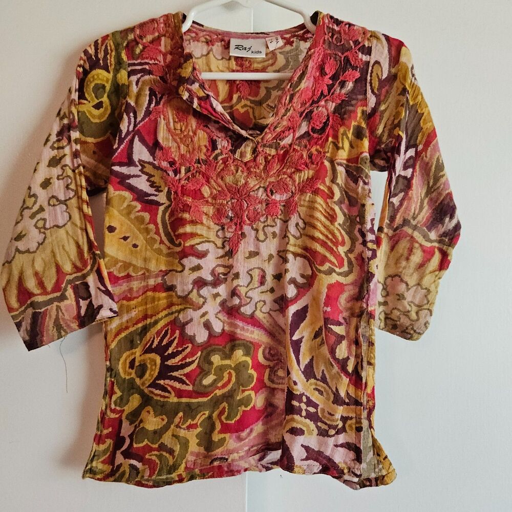 Raj Kids Adorable Bohemian Ethnic Inspired Colorful Tunic - Size 1-2 Years